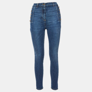 Elisabetta Franchi Blue Denim Button Detail Jeans M Waist 28"