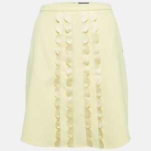 Elisabetta Franchi Yellow Crepe Scallop Detail Mini Skirt M