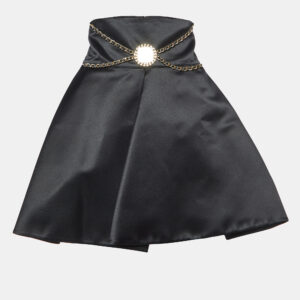 Elisabetta Franchi Black Satin Chain Detail Pleated Mini Skirt M