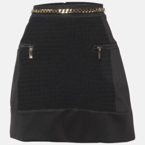 Elisabetta Franchi Black Jersey Waist Chain Detail Mini Skirt L