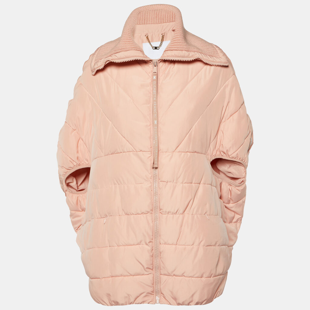 luxury-women-elisabetta-franchi-used-clothes-p1075433-003 Elisabetta Franchi Peach/Orange Zip-Up Puffer Jacket S