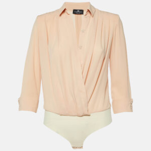 Elisabetta Franchi Peach Orange Georgette Bodysuit S
