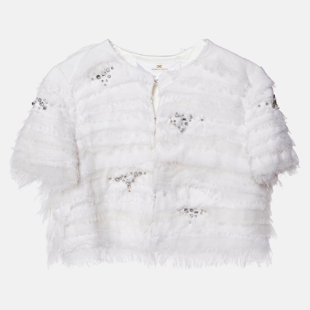 luxury-women-elisabetta-franchi-used-clothes-p1075726-004 Elisabetta Franchi White Studded Crepe Crop Jacket M