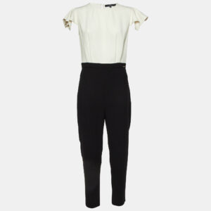 Elisabetta Franchi Monochrome Crepe Pleated Jumpsuit XL