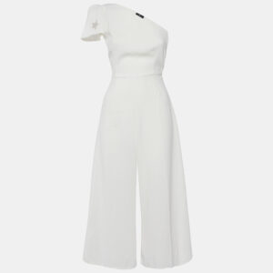 Elisabetta Franchi White Crepe One-Shoulder Jumpsuit S