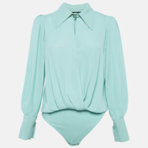 Elisabetta Franchi Green Crepe Bodysuit Top M