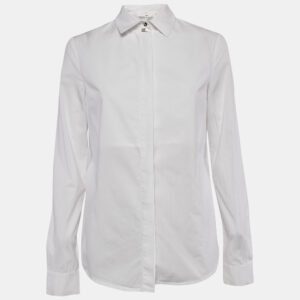 Elisabetta Franchi White Cotton Long Sleeve Shirt M