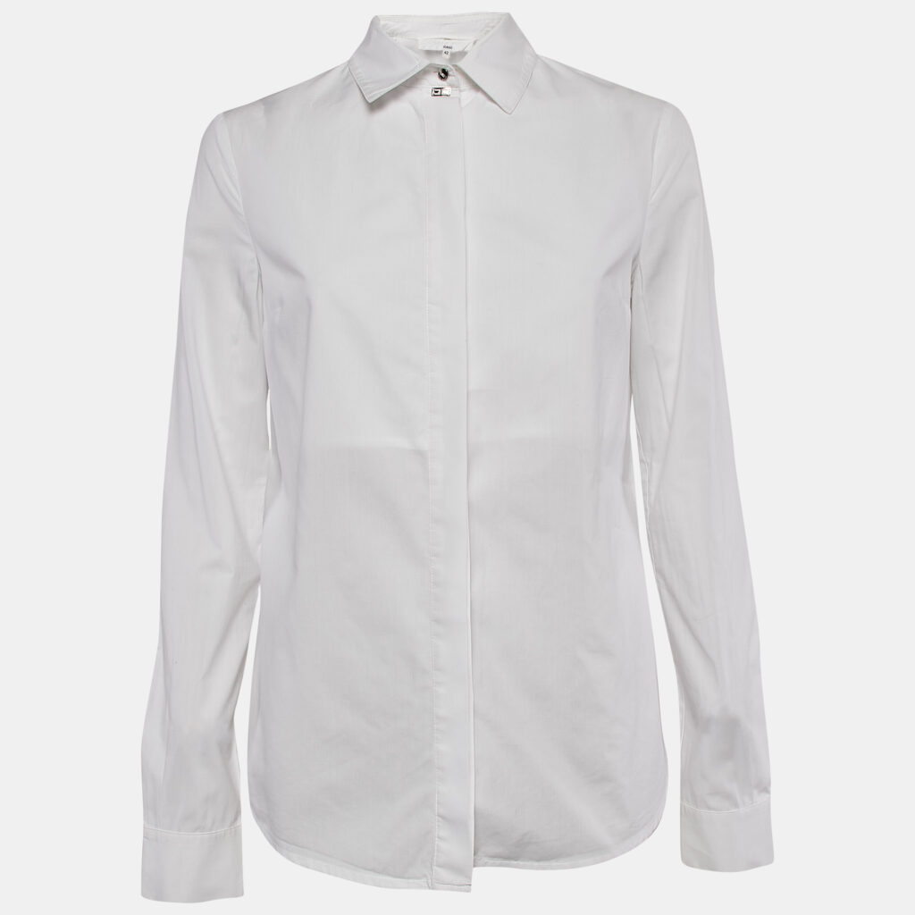 Elisabetta Franchi White Cotton Long Sleeve Shirt M