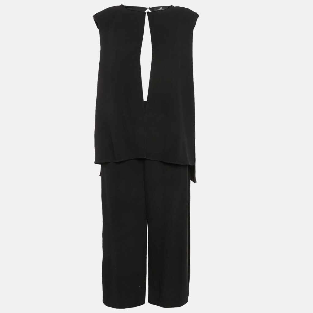 Elisabetta Franchi Black Crepe Sleeveless Jumpsuit M