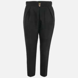Elisabetta Franchi Black Gabardine Lock Detail Trousers L