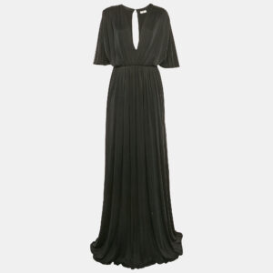 Elisabetta Franchi Black Jersey V-Neck Gown M