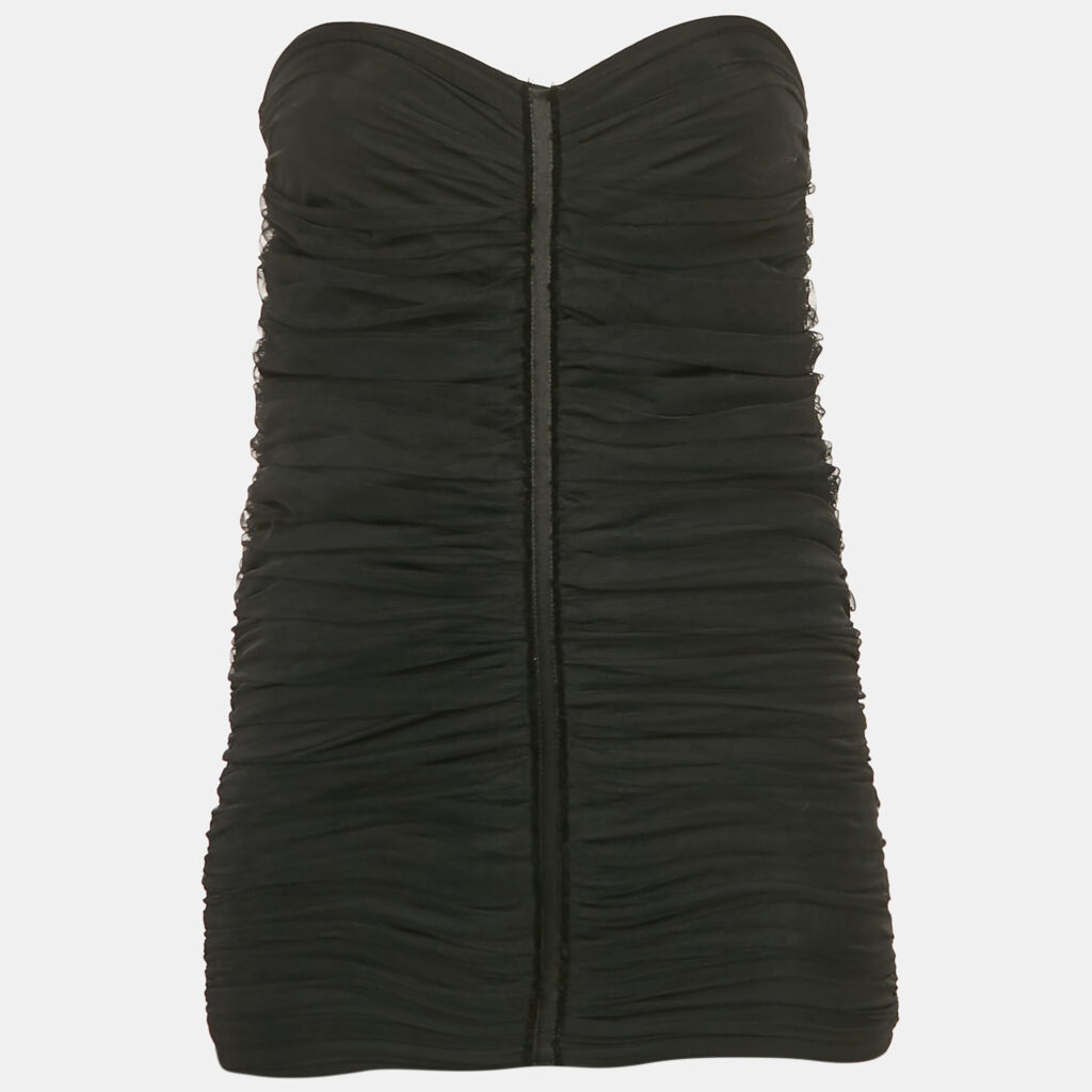 luxury-women-elisabetta-franchi-used-clothes-p1115486-001 Elisabetta Franchi Black Tulle Ruched Strapless Top S