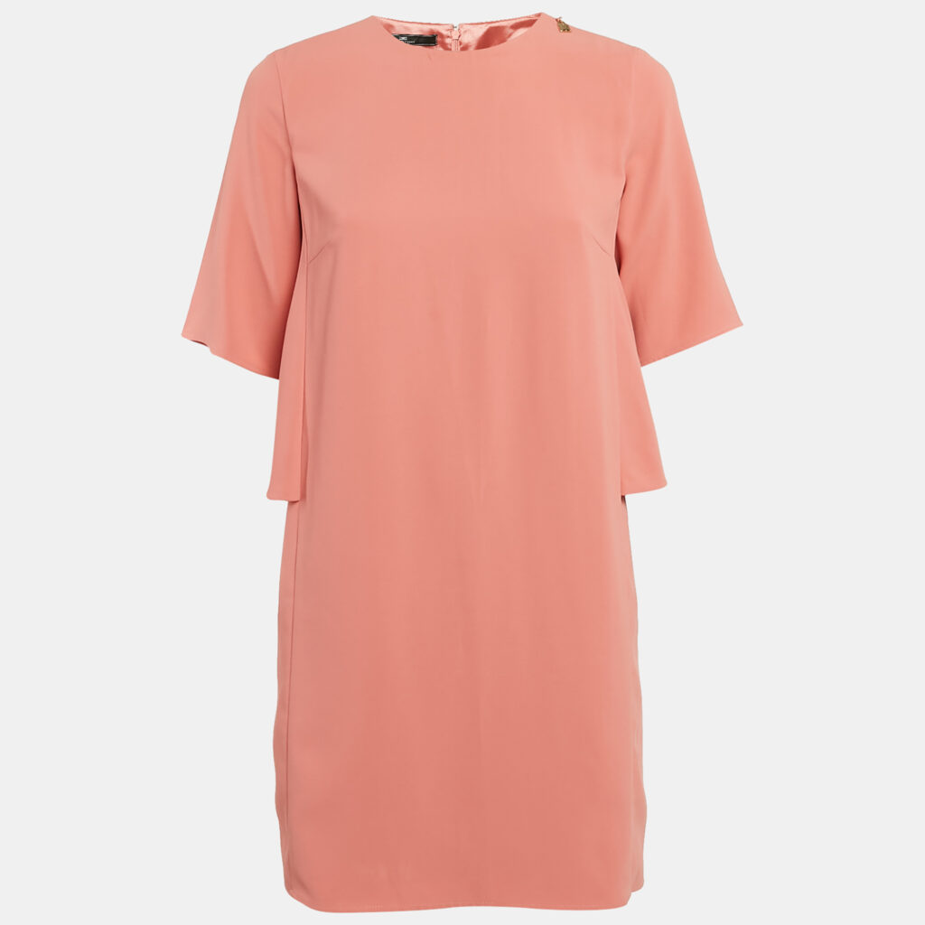 Elisabetta Franchi Peachy Pink Crepe Mini Dress M