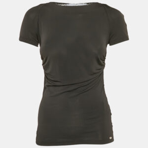 Elisabetta Franchi Black Jersey Ruched Top S