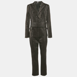 Elisabetta Franchi Black Lurex Gabardine Slim Fit Jumpsuit L