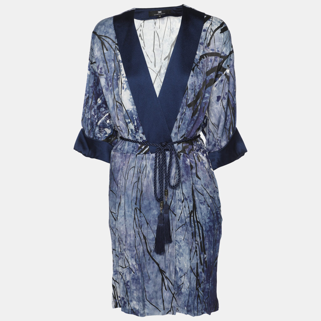 luxury-women-elisabetta-franchi-used-clothes-p1143543-001 Elisabetta Franchi Multicolor Cherry Blossom Kimono Mini Dress M