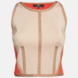 Elisabetta Franchi Orange Knit Sleeveless Top  M