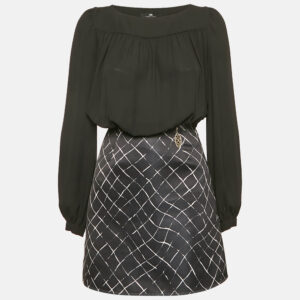 Elisabetta Franchi Black Silk and Satin Detachable Dress S