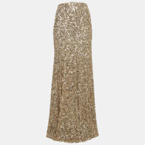 Elisabetta Franchi Gold Flared Maxi Red Carpet Skirt M