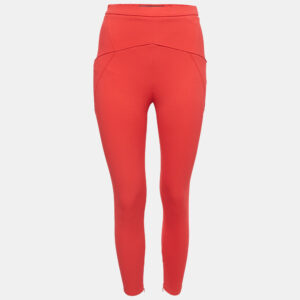 Elisabetta Franchi Coral Pink Crepe Slim Fit Pants S