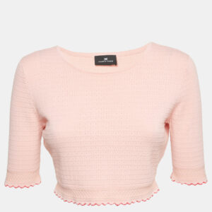 Elisabetta Franchi Pink Textured Knit Sweater Top L