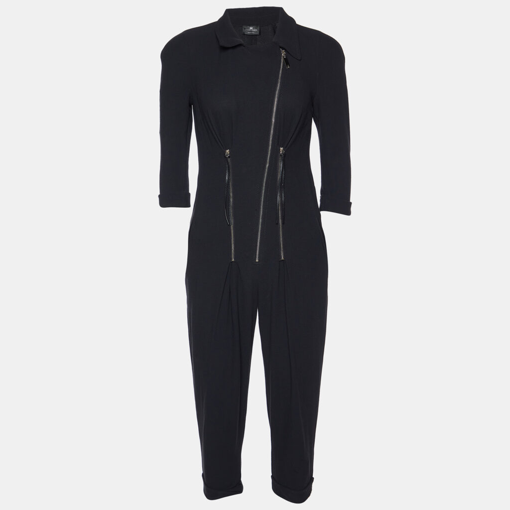 luxury-women-elisabetta-franchi-used-clothes-p981490-001 Elisabetta Franchi Black Crepe Zip Detail Jumpsuit S