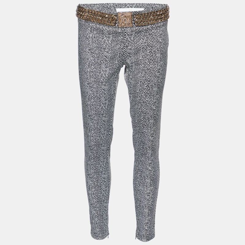 luxury-women-elisabetta-franchi-used-clothes-p981886-1716442790-005 Elisabetta Franchi Gold Monochrome Chevron Nylon Blend Jeggings M