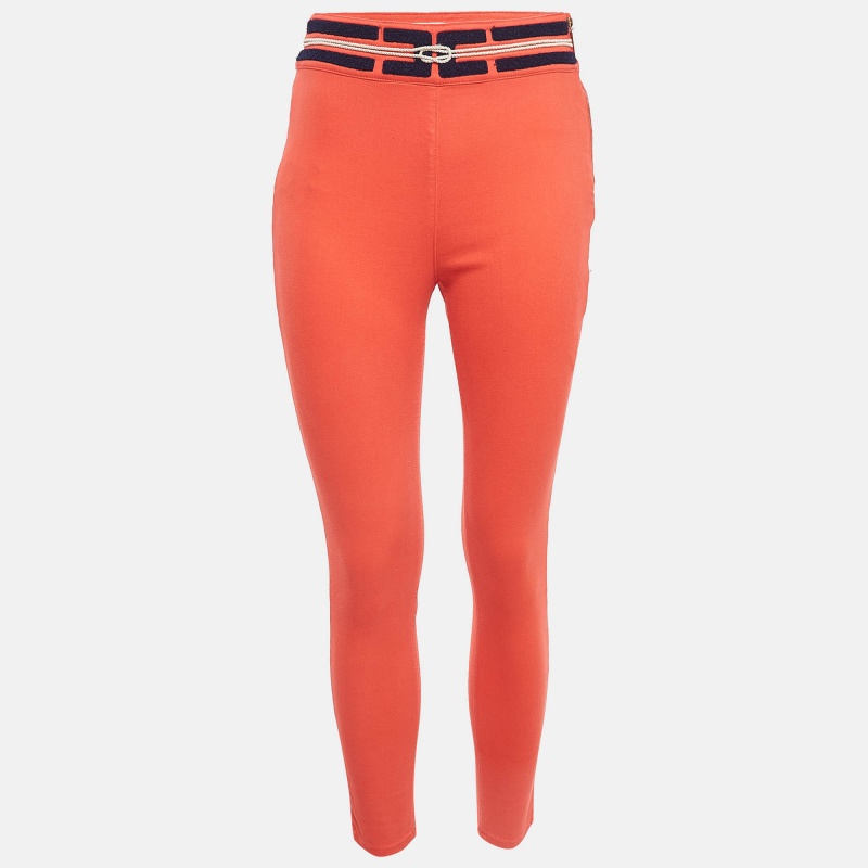 luxury-women-elisabetta-franchi-used-clothes-p983668-1716387951-004 Elisabetta Franchi Orange Applique Denim Skinny Jeans M Waist 28"