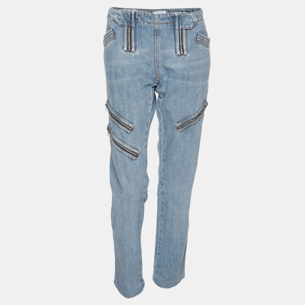 luxury-women-emilio-pucci-used-clothes-p1106528-001 Emilio Pucci Faded Blue Denim Zip Detail Jeans M