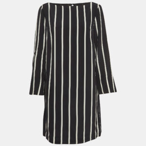 Emilio Pucci Black Pinstripe Silk Short Shift Dress L