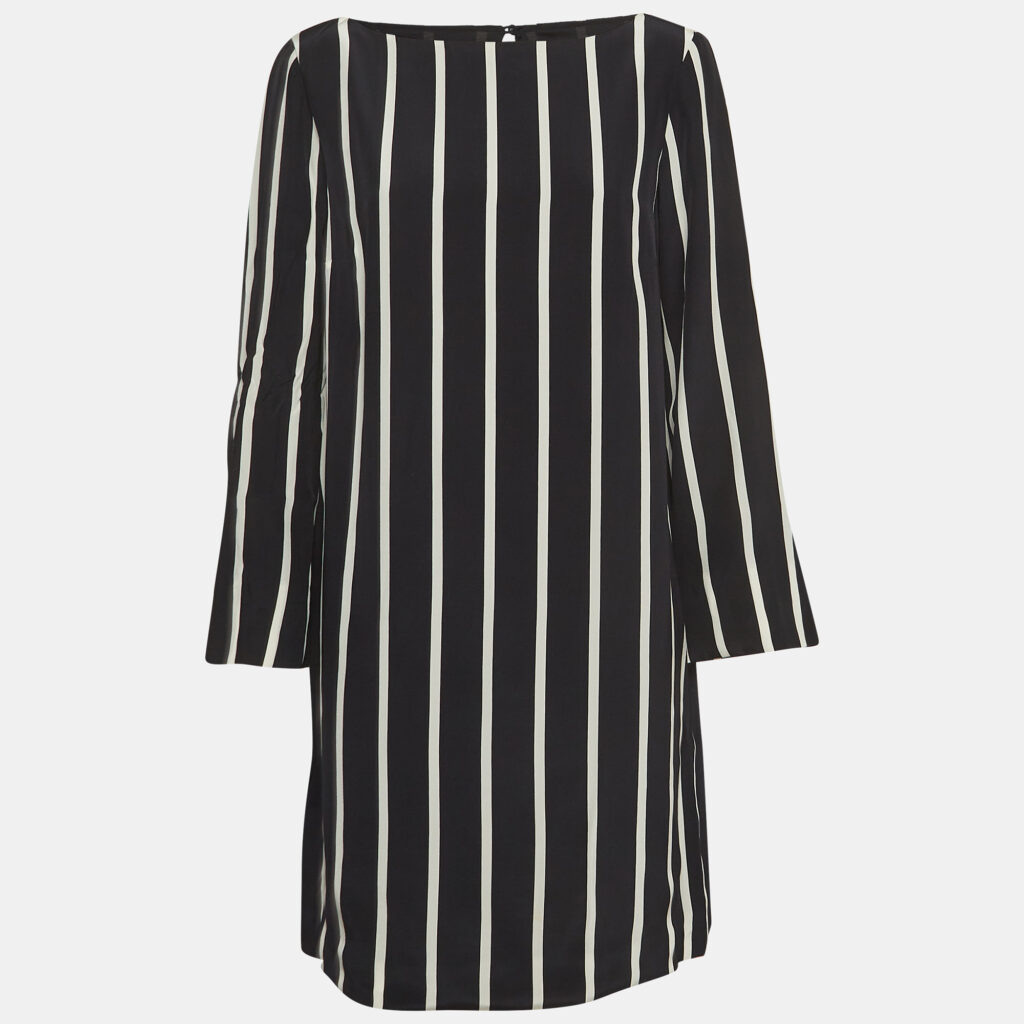 luxury-women-emilio-pucci-used-clothes-p995700-001 Emilio Pucci Black Pinstripe Silk Short Shift Dress L
