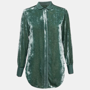 Emporio Armani Green Velvet Curved Hem Shirt S