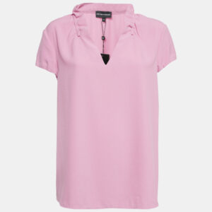 Emporio Armani Pink Stretch Crepe Short Sleeve Top L