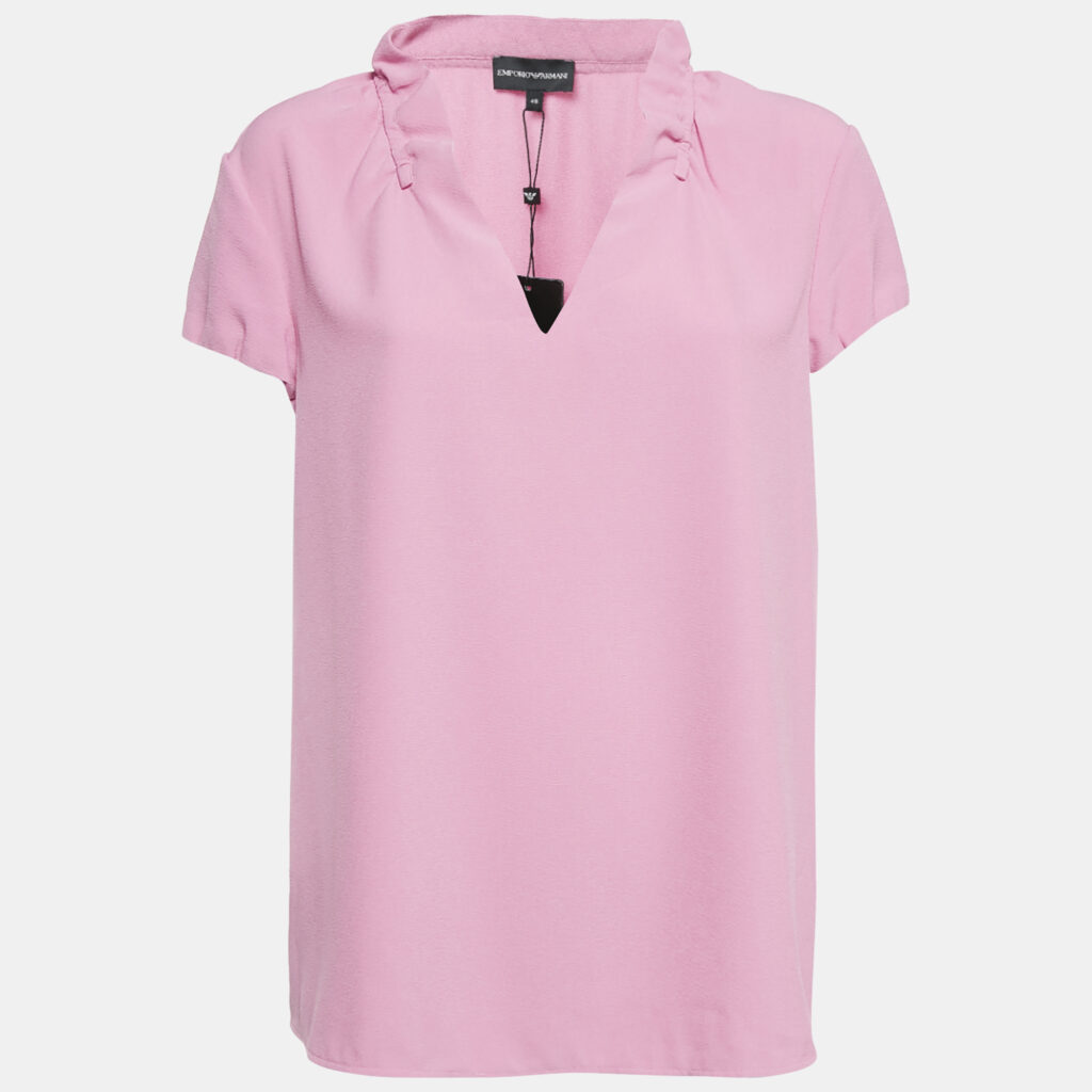 luxury-women-emporio-armani-new-clothes-p1144501-001 Emporio Armani Pink Stretch Crepe Short Sleeve Top L