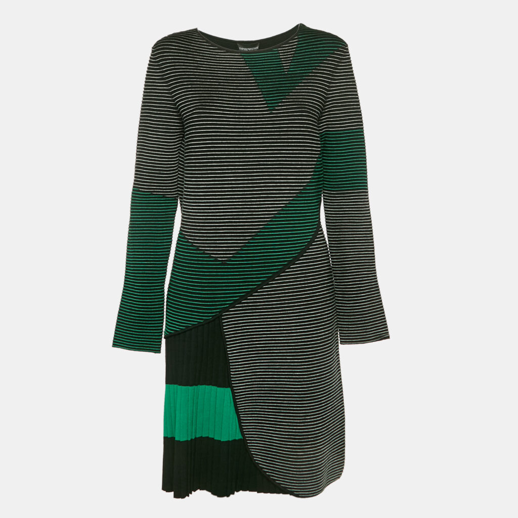 luxury-women-emporio-armani-new-clothes-p1152458-004 Emporio Armani Green Stretch Knit Pleated Short Dress M