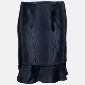 Emporio Armani Navy Blue Satin Short Skirt S