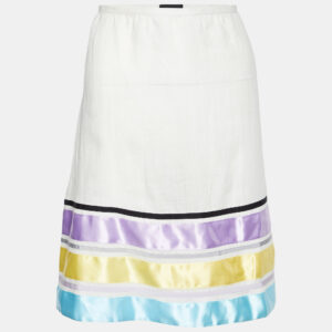 Emporio Armani Off-White Ramie Contrast Trim Mini Skirt M