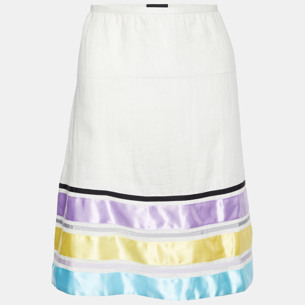 luxury-women-emporio-armani-new-clothes-p855864-001 Emporio Armani Off-White Ramie Contrast Trim Mini Skirt M