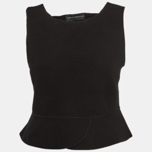 Emporio Armani Black Knit Sleeveless Cut-Out Crop Top M