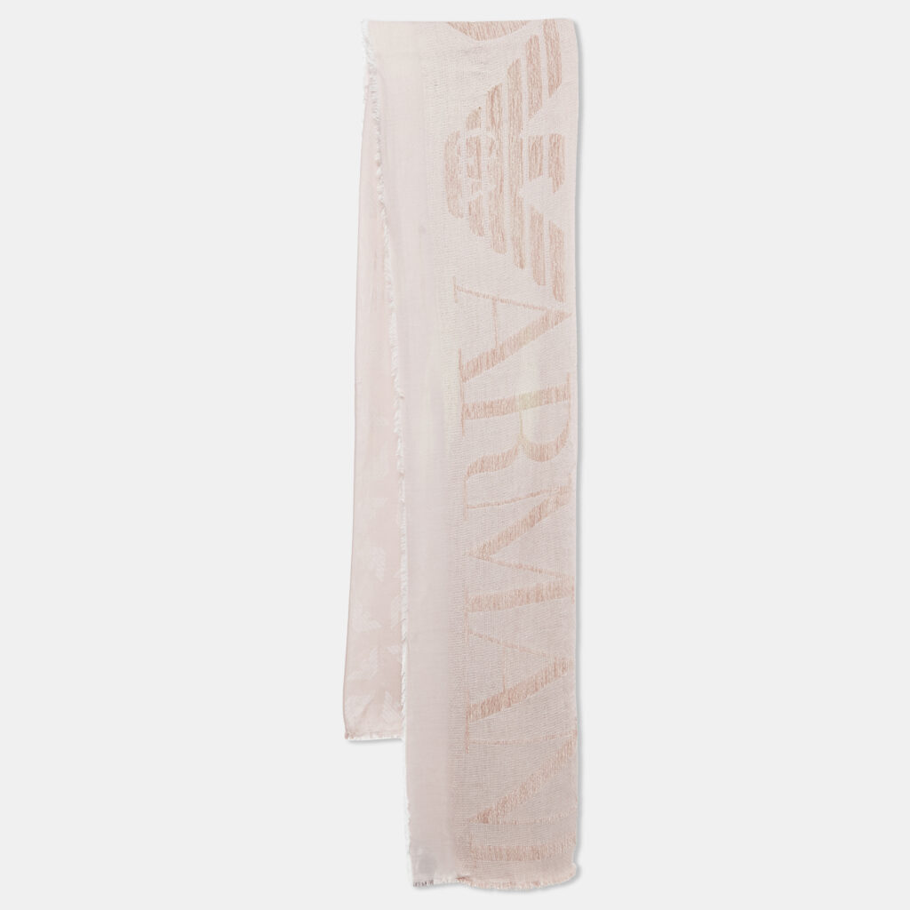 luxury-women-emporio-armani-used-accessories-p1106054-003 Emporio Armani Pink Eagle Logo Velvet and Modal Scarf