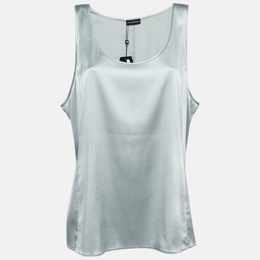luxury-women-emporio-armani-used-clothes-p1045251-001 Emporio Armani Grey Satin Tank Top XL