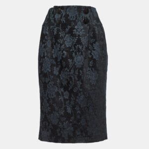 Emporio Armani Black Floral Jacquard Midi Skirt M