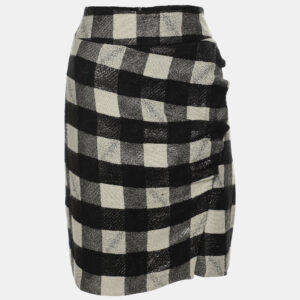 Emporio Armani Black/White Checkered Lurex Blend Midi Skirt M