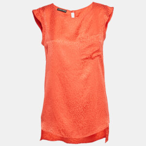 Emporio Armani Red Dobby Silk Sleeveless Top S
