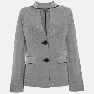 Armani Black/White Knit Button Front Jacket M