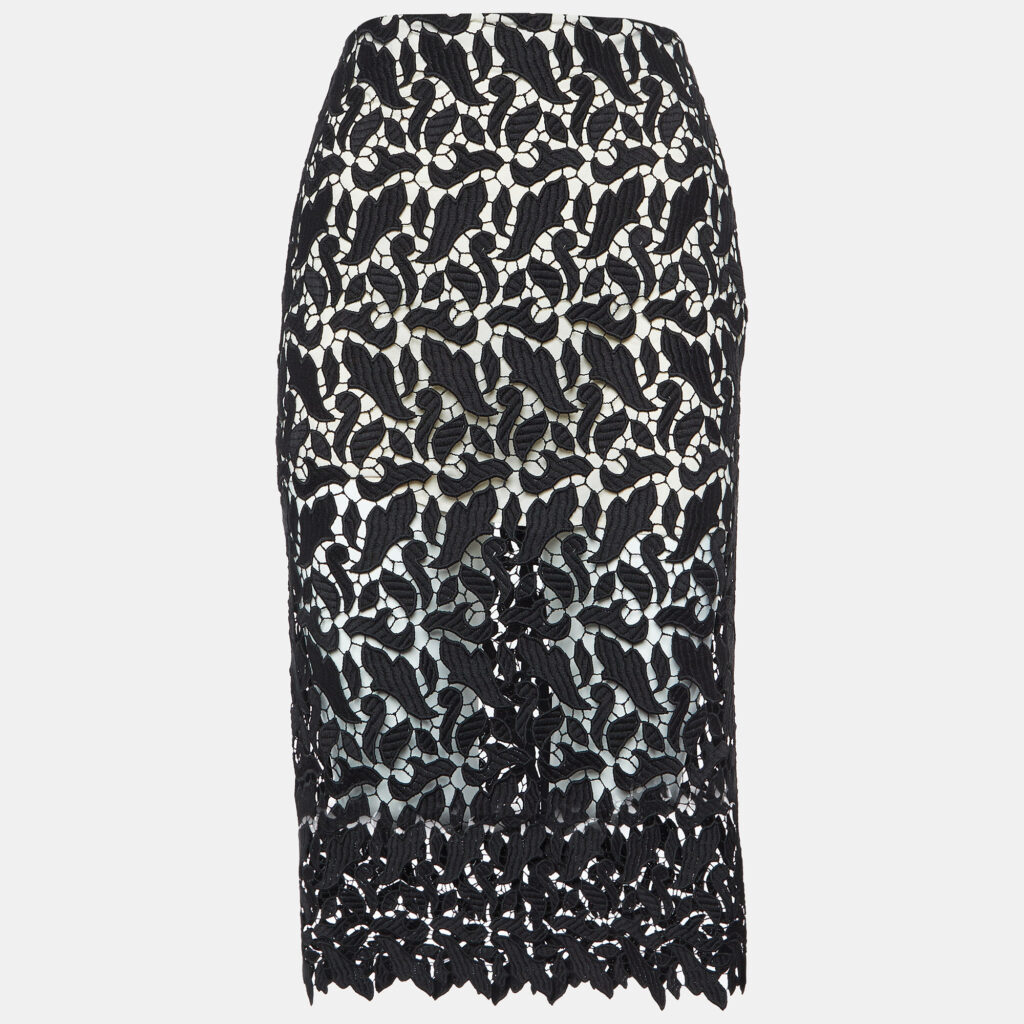 luxury-women-emporio-armani-used-clothes-p1095222-002 Emporio Armani Black Lace Midi Skirt S