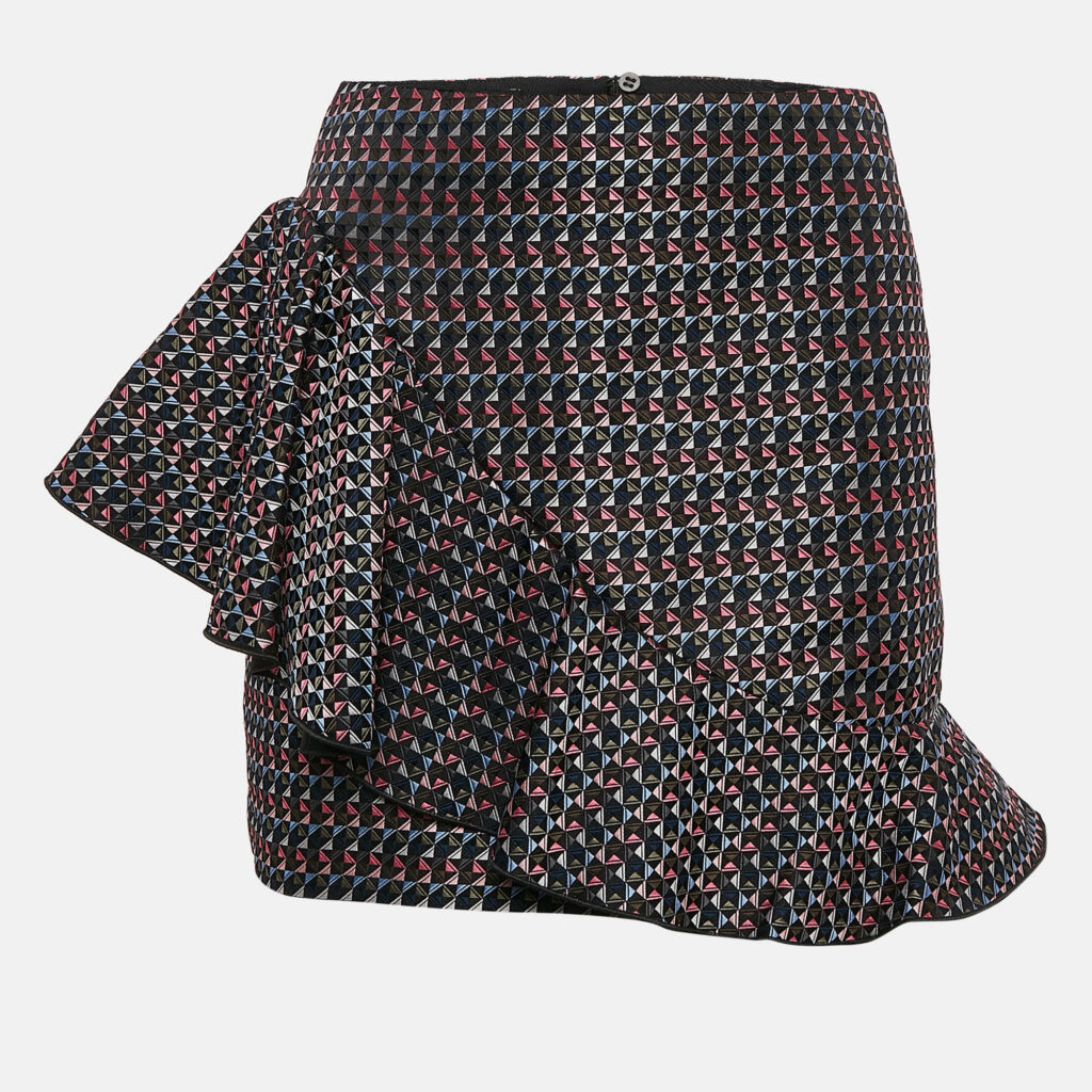 luxury-women-emporio-armani-used-clothes-p1103825-006 Emporio Armani Multicolor Geometric Jacquard Ruffled Mini Skirt S