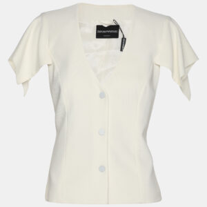 Emporio Armani White Fabric Button Front Top S