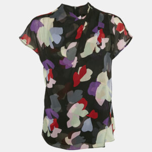 Emporio Armani Black Abstract Print Crepe Top M