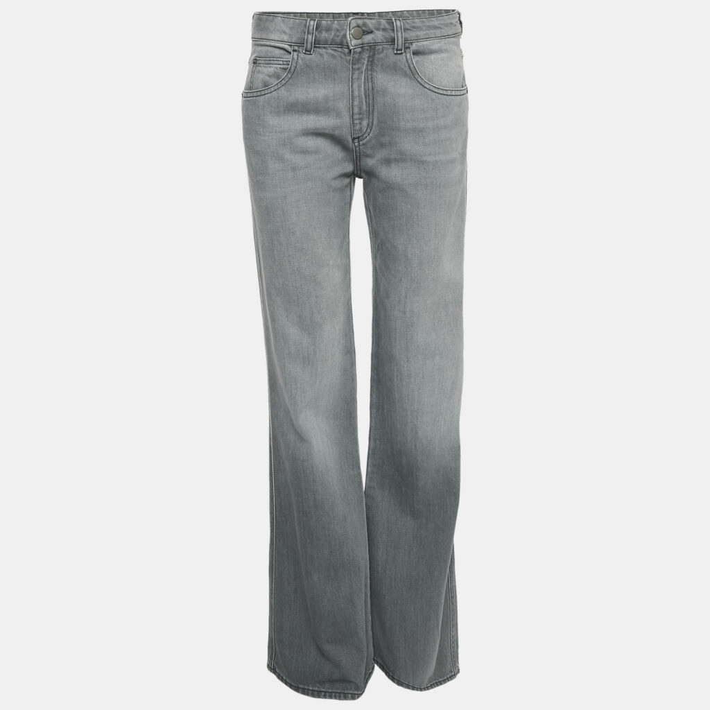 Emporio Armani Grey Washed Denim Wide Leg Jeans Waist 28"